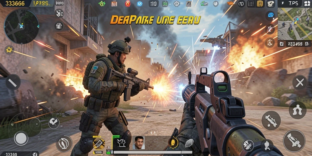Screenshot utama 333666 menampilkan aksi seru dalam game TPS.