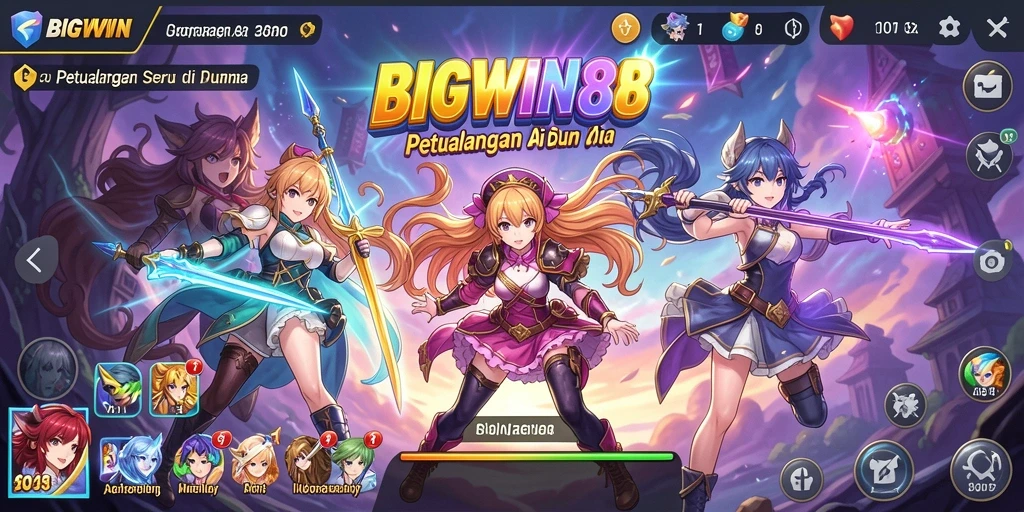 Screenshot gameplay <strong>BIGWIN88</strong> menampilkan karakter anime dalam aksi seru.