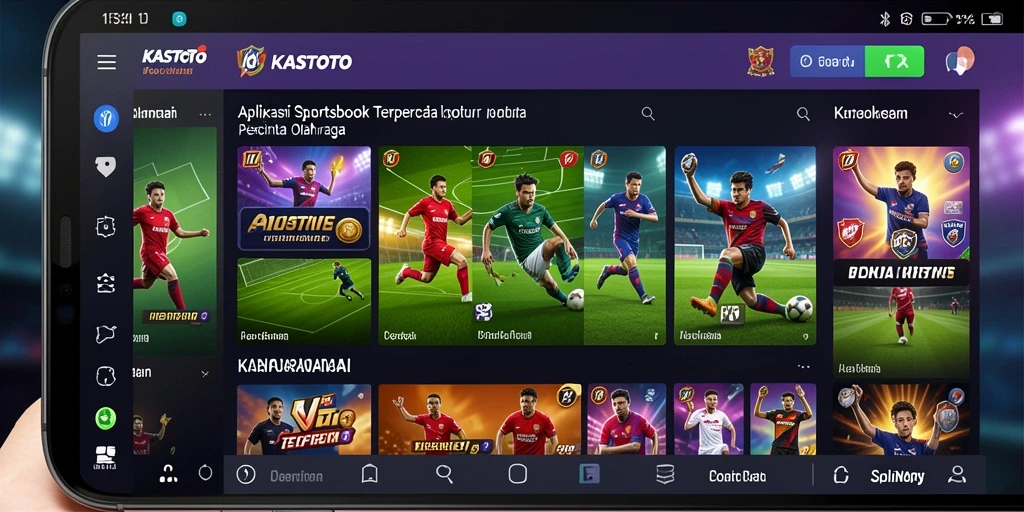 Tampilan aplikasi KASTOTO dengan antarmuka sportsbook yang menarik.