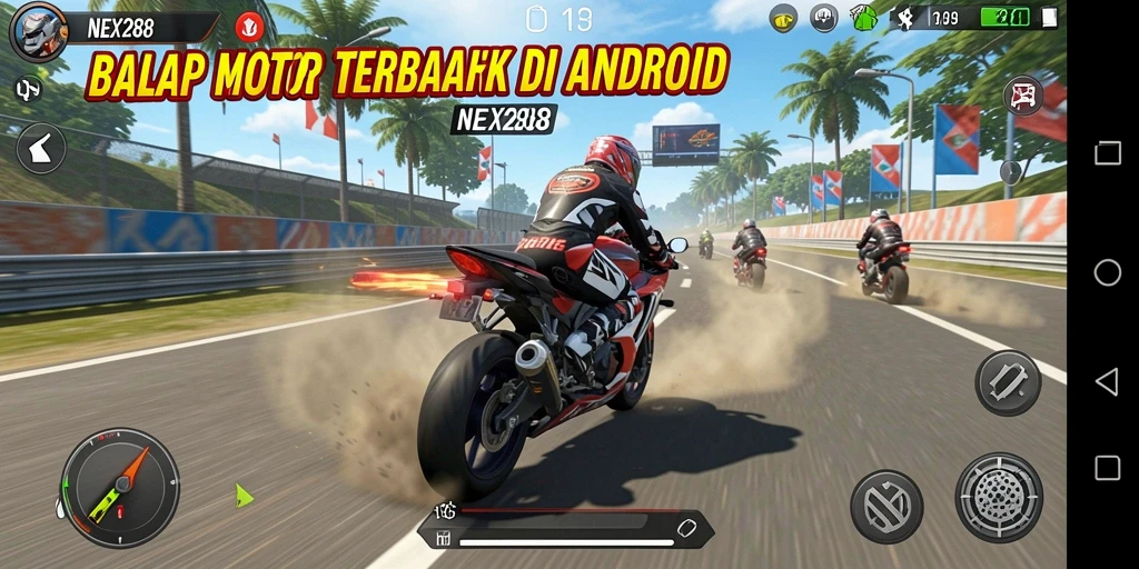 Screenshot gameplay balapan motor yang seru di NEX288.