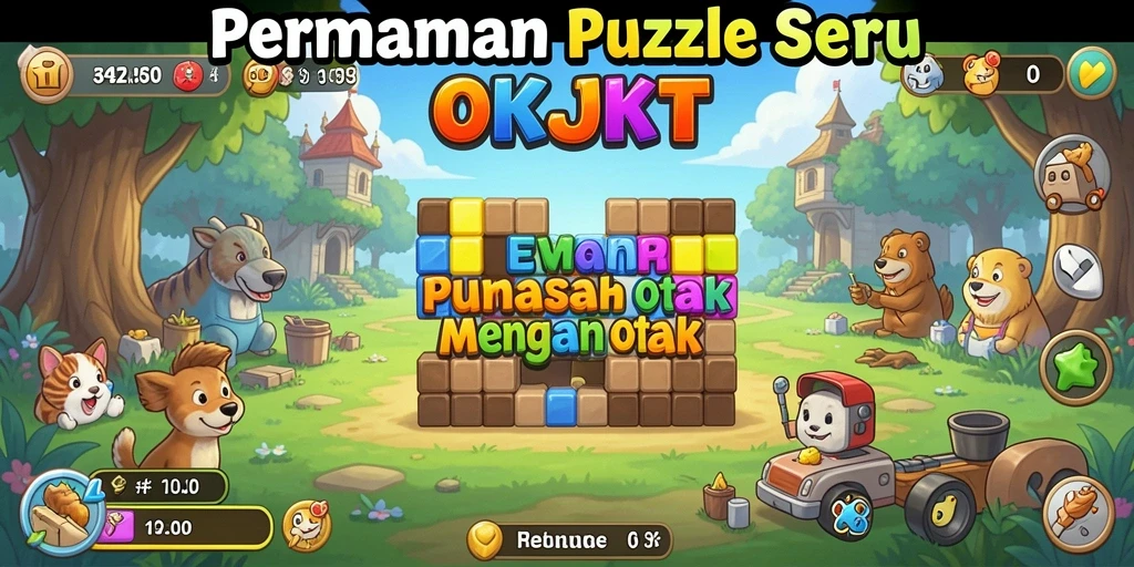 Tampilan gameplay seru OKJKT dengan tantangan puzzle menarik.