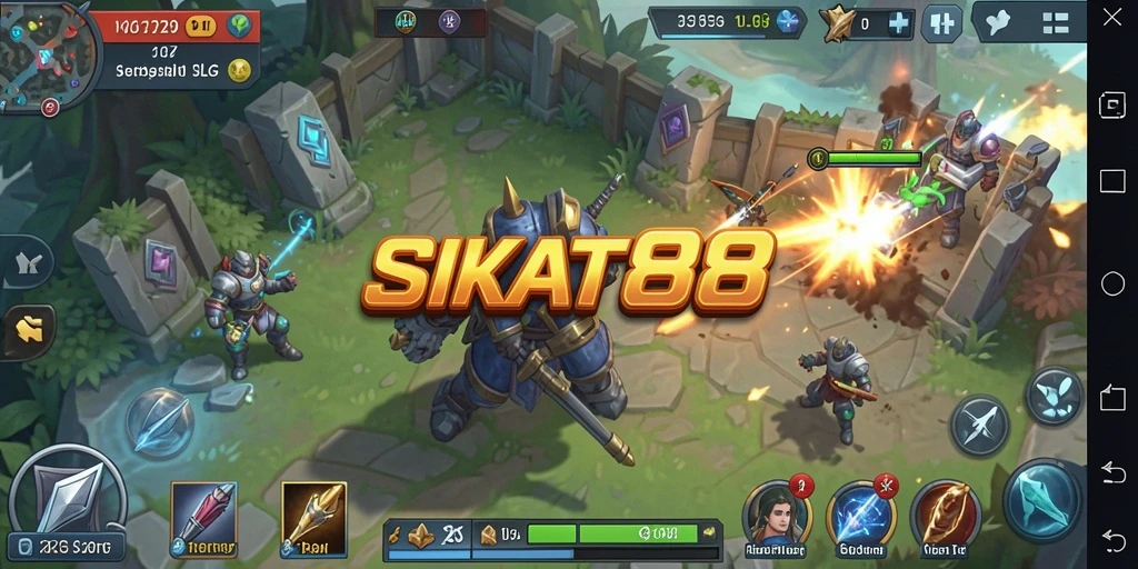Screenshot gameplay SIKAT88 menampilkan strategi pertempuran yang intens.